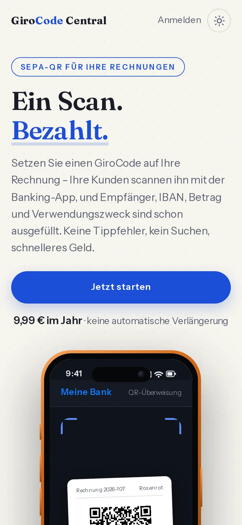 GiroCode Central auf dem Handy